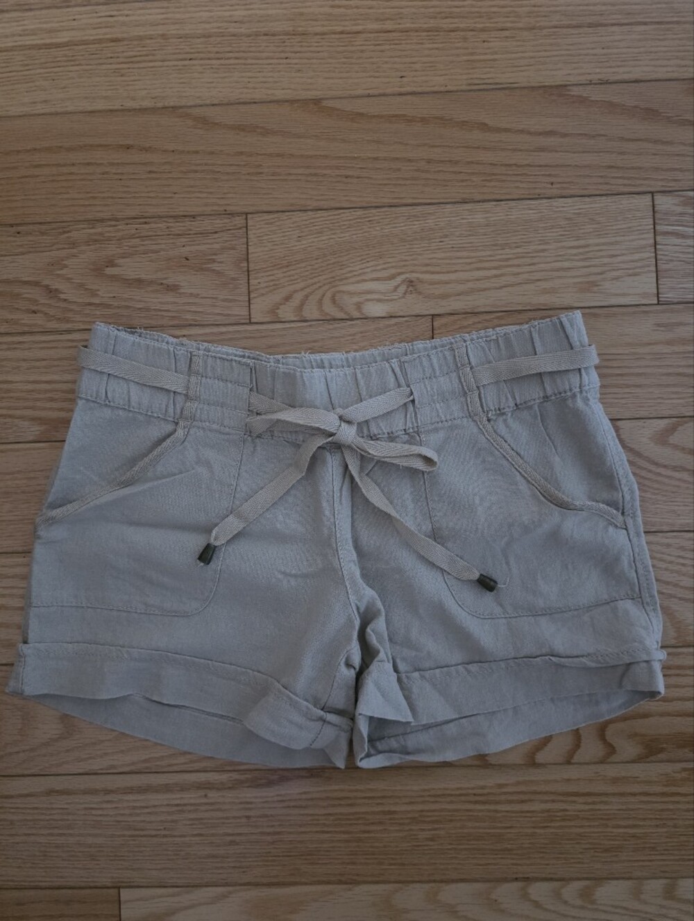 Dynamite High-Waist Casual Drawstring Shorts, Beige, XS